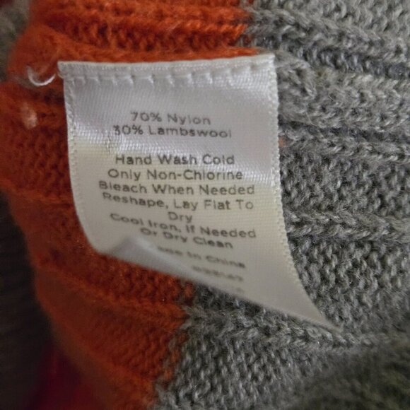 Talbots Gray Orange Autumnal CableKnit Lambswool Blend Scoop Neck Sweater Size M - Picture 6 of 6